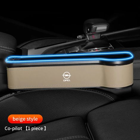 (Pour Beige Droit) Boîte de rangement en cuir pour l'espace entre le siège et le siège auto, accessoires pour Opel OPC LINE Astra J H G K Insignia Corsa D B E Mokka Vectra (1/5)