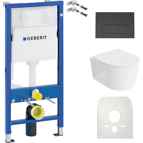 GEBERIT WC Set mit Vorwandelement, Wand-WC und Spülknopf (1/5)