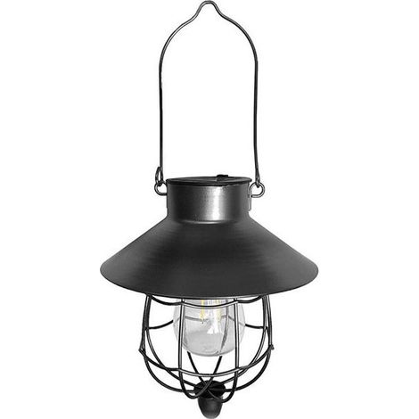Lanterne solaire d'extérieur vintage en métal, lampe de jardin solaire avec lumières LED chaudes pour jardin, cour, patio, décoration d'arbre, éclairage solaire, noir (1/5)