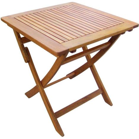 Tavolino pieghevole da esterno 70x70 cm in legno di acacia Nordik