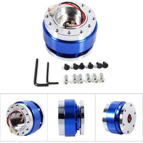 Adaptateur de moyeu de volant universel à 6 trous avec rotule et fixation rapide, kit de fixation bleu (1/5)