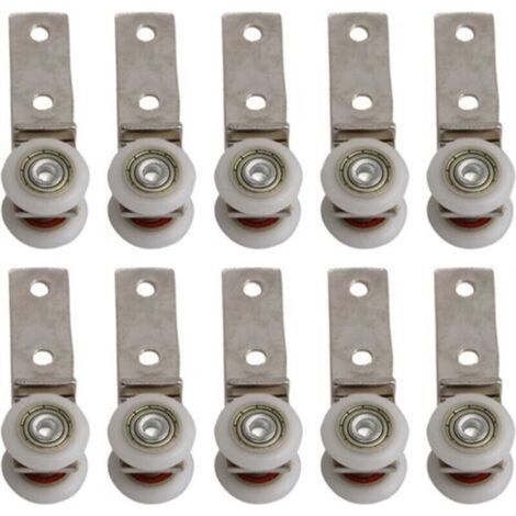 6,5 x 1,9 cm Coude de conduit en métal Roulement Bloc de poulie avec deux Plastique de roue pour porte coulissante fenêtre Cabinet NPTERBL (1/4)