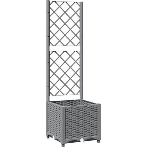 Maison Exclusive - Pflanzkübel mit Rankgitter Hellgrau 40x40x136