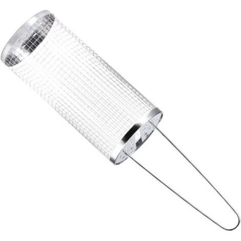 1 x Cestello per grigliate su ruote per grigliate all'aperto, griglia per barbecue rotonda portatile in acciaio inossidabile per campeggio all'aperto per verdure, patatine fritte, pesce