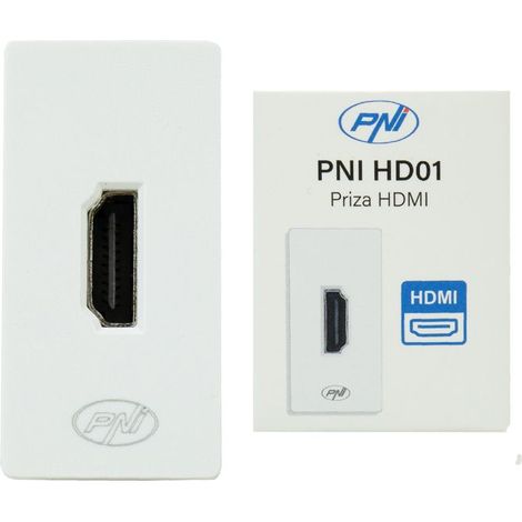 Prise HDMI modulaire - PNI HD01 - Blanche - Montage encastré - 1 Pôle (1/4)