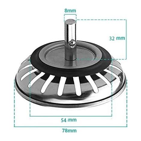 Cestello rimovibile in acciaio inox, diametro 78 mm, accessori per lavello da cucina, alimentazione idrica, chiusura a ombrello, coprilavabo (1/3)