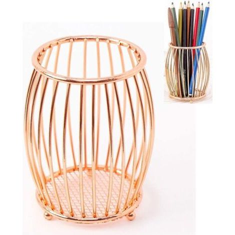 Deux porte-stylos en métal originaux, idéaux pour les fournitures de bureau, porte-stylos incurvés en or rose. (1/3)