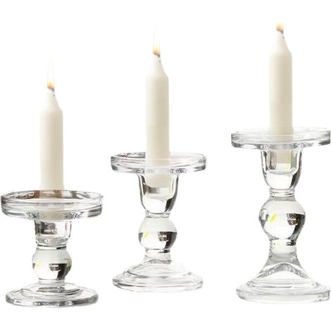 Lot de 3 bougeoirs en verre - Bougeoir avec moderne - (1/5)
