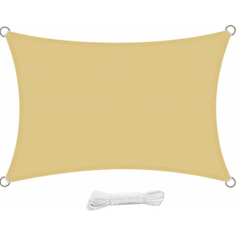 Vela ombreggiante rettangolare 3x4M Vela ombreggiante traspirante in HDPE Vela ombreggiante traspirante anti-UV per giardino Patio Terrazza Sabbia (1/5)