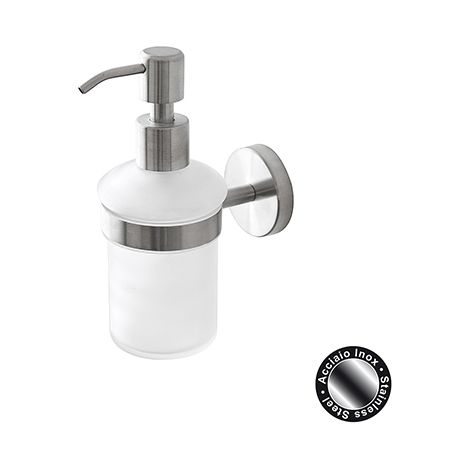 Dispenser sapone da parete in acciaio satinato e vetro Linea City Feridras