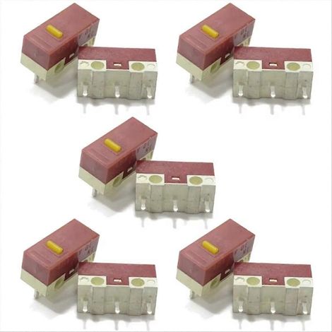 Lot de 10 micro-interrupteurs 3 broches pour souris HUANO, 20 millions de clics, bouton de sourdine, point jaune (1/5)