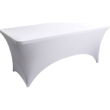 White elastic Tischdeckenpakete – Spandex-Tischdecke für 180 cm rechteckige Tischdecken, maschinenwaschbar, rechteckige Tischdecken für Parties, Hochzeiten und Buffets (1/4)