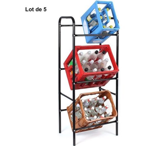 Lot de 5 Étagères de Rangement Pratique (50 x 33 x 116 cm) pour Caisses de Boissons et Rangement Divers (1/4)