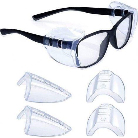 Lot de 2 paires de protections latérales pour lunettes de sécurité - Protection latérale transparente - Protection latérale univers - Pour lunettes de petite et moyenne taille (1/5)