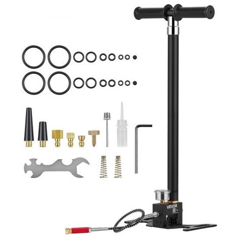 Bomba Manual PCP 4 Etapas, Bomba PCP de Pistola de Aire Máxima 5800 PSI 40 MPa, con Filtro de Aceite y Humedad, Manómetro, Cuerpo de Acero Inoxidable, para Inflado de Neumáticos, Paintball (1/5)