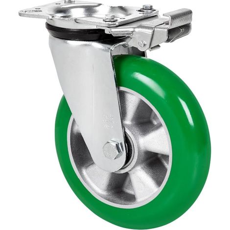 rueda giratora placa mec.dir.4mm 10zvrmd160-auagb alu-poliur.verde bol.balona (1/2)