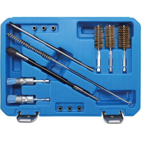 Bgs Technic – Kit de nettoyage pour puits et sièges d'injecteurs – 3 brosses laiton et 2 brosses silicone-nylon – Rallonge auto-serrante incluse