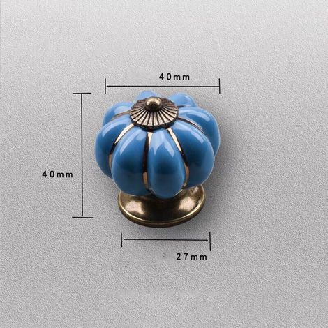 Decor Lot De 2 Poignées De Tiroir Vintage En Céramique En Forme De Citrouille 40x40mm(Diamètre x Hauteur) - Bleu (1/4)