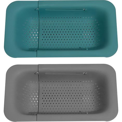 Lot de 2 passoires d’évier multifonctions, gris et vert – DELKEVIC (1/5)