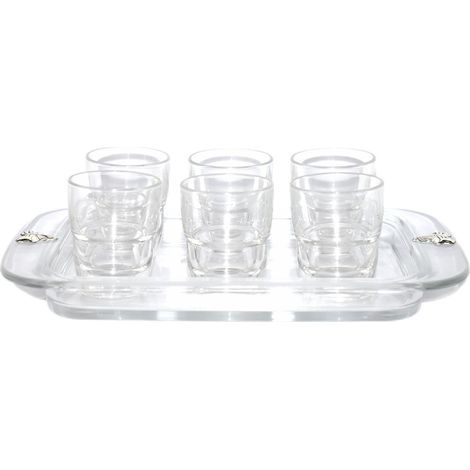 Vassoio con bicchieri per liquore shottino in cristallo argento per tavola casa ottima idea regalo