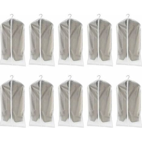 Housses à vêtements Lot de 10 housses à vêtements avec fermeture éclair, 60 x 100 cm, transparentes, respirantes pour robes et costumes (1/5)