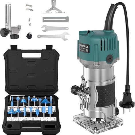 Router Trimmer Milling Machine Electric Wood Tool Diameter 6.35mm 800W 30000RPM Brushless for Work With Set of 15 Wood Burrs (1/5)
