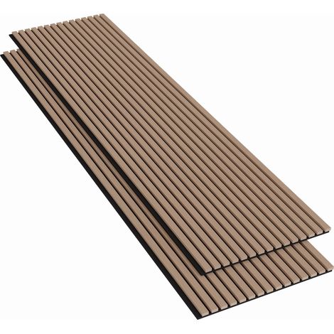 Lot de 2 - 240 x 60 cm - Ep. 21 mm chêne foncé panneaux muraux décoratifs et acoustiques en bois de la gamme Ocean