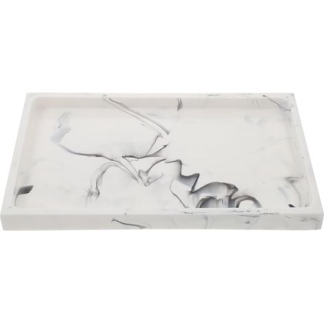 Plateau de Finition en Résine Blanc pour Salle de Bain, Plateau à Maquillage Décoratif Moderne et Facile à Nettoyer, pour Usage Domestique'-'- (1/5)