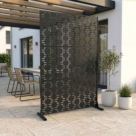 Trennwand Basciano verzinkter Stahl 180x120 cm Anthrazitgrau [casa.pro]