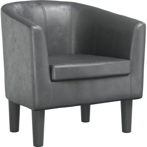 Fauteuil de Salon，Chaise，Fauteuil gris similicuir CFW173132 (1/5)