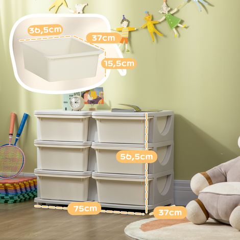 Boîte de rangement pour enfants, 3 tiroirs, blanche (1/5)