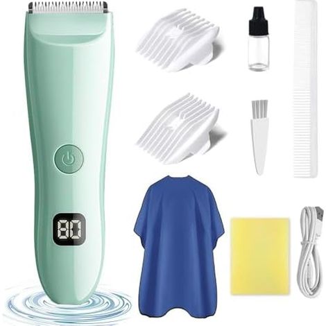PumpMom Tondeuse à cheveux pour bébé, tondeuse faible bruit enfants, étanche, rechargeable et sans fil nourrissons, tout-petits enfants (vert) - (1/5)