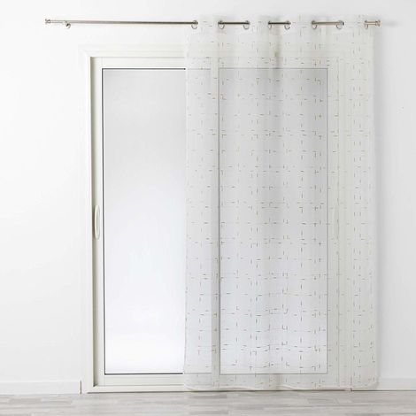 Fenstervorhang mit Ösen DIXIE, 140 x 240 cm, weiß mit silbernem Aufdruck - Douceur d'intérieur