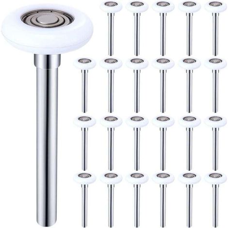 Lot de 24 rouleaux de porte de garage en nylon blanc de 5,1 cm durables pour porte de garage de 5,1 cm, tige de 11,9 cm, silencieuse, haute charge, 6200ZZ, double joints, roues de porte (1/4)