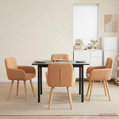 vidaXL Sedie da pranzo 4 pcs Bouclé Beige 59 x 57 x 85 cm (1/5)