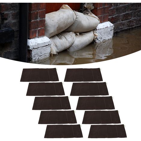 Juego de 10 bolsas de vacío profesionales e impermeables para protección contra inundaciones, poliéster 420D, 30 x 70 cm, 1010 g, para puertas, casas, garajes, ventanas y sótanos. (1/5)