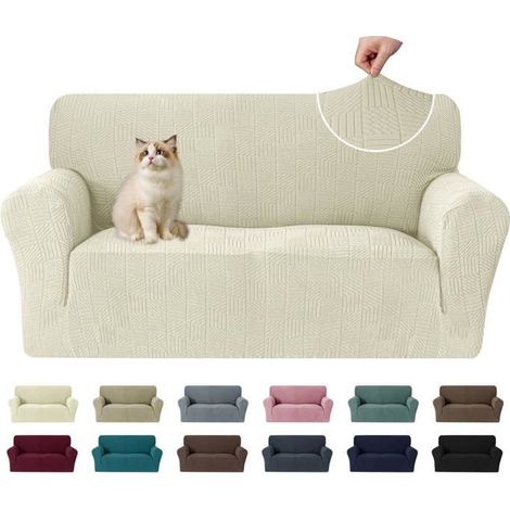 1 Housse canapé, Extensible, Antidérapante, Protection animaux, 2 places (1/5)
