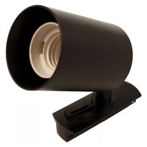 Porta Faretto da Binario Mono Fase, Attacco E27 orientabile e ruotabile, Max 50W 220V, Nero