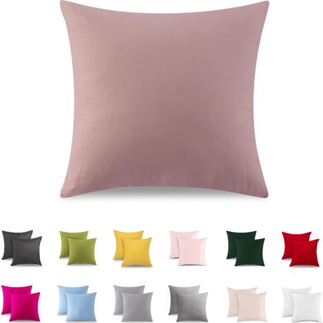 Set of 2 Taie Oreiller 40x40 cm, 100% Coton, Taie d'oreiller avec Fermeture éclair Très Douce, Convient Aux Personnes Souffrant D'allergies, Rose (1/5)
