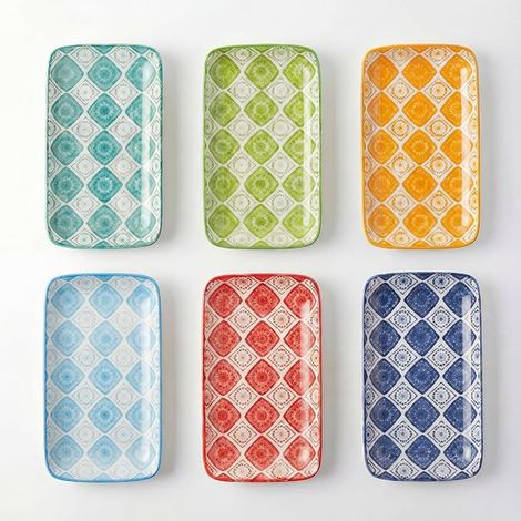 Rectangular Plate Serving Plates Porcelain - Dessert Plate 20 x 11 cm - Small Ceramic Appetizer Plates Sushi Tapas (1/4)
