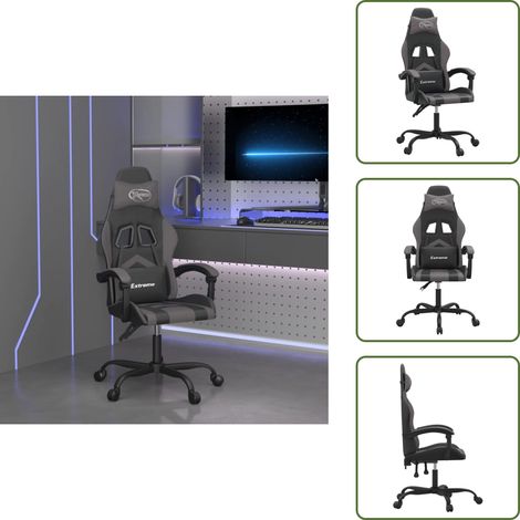 Chaise de jeu pivotante - vidaXL Chaise de jeu Noir et gris Similicuir - Chaise de jeu avec dossier réglable