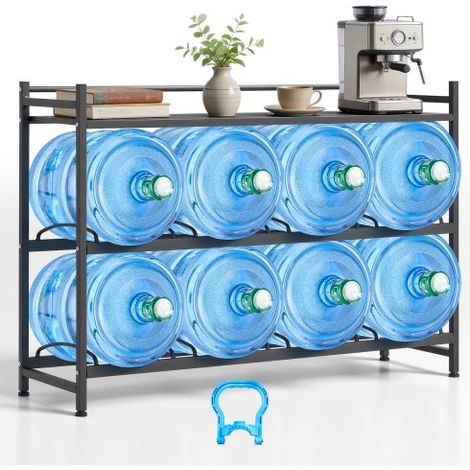 Estante para Garrafas de Agua, Soporte para Botellas Grandes de Agua, Estantería de 3 Niveles y 8 Compartimentos, para Jarras de 11/19 L, Organizador de Almacenamiento para Oficina Cocina Salón (1/5)
