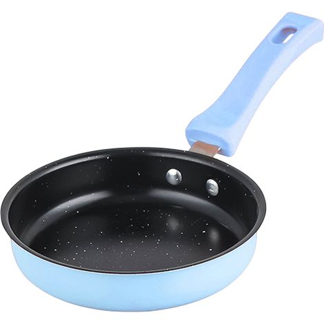 Mini-cuisine pour enfants, véritable poêle à frire, petite poêle en fonte antiadhésive, idéale pour cuisiner et préparer des petits pots pour bébés - Bleu océan (1/5)