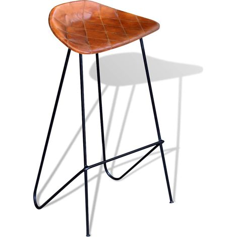 Maison Exclusive - Barhocker 2 Stk. Schwarz und Braun Echtleder (1/5)