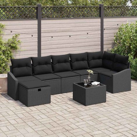 vidaXL Sofa Set mit Kissen mit Speicher 8 pcs Poly-Rattan (1/5)