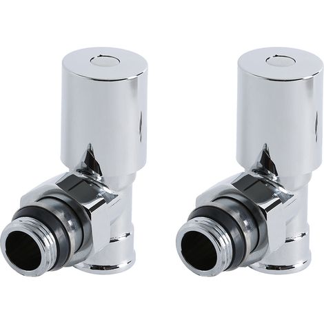Milano Chrome Angled Heated Towel Rail Radiator Valves – Pair (1/3)