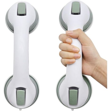 2x Poignées de douche à ventouse - Sans perçage - Poignée de baignoire à fixation murale, Barres d'appui de salle de bain antidérapantes, Poignée de sécurité portable (1/5)