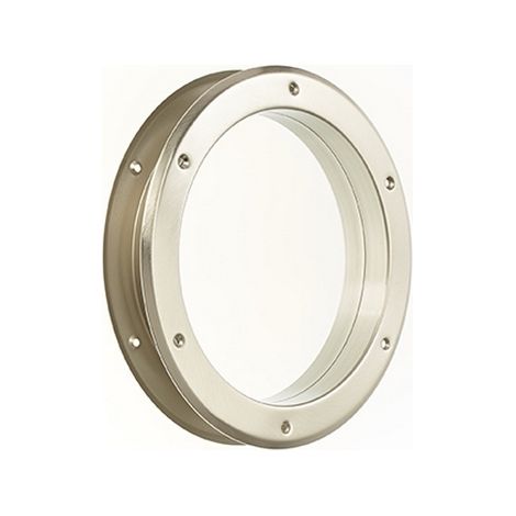 Mottez – Hublot de porte métal rond nickelé mat Ø26cm – Vitre trempée 4mm – Pour porte épaisseur 40mm – Design moderne et élégant