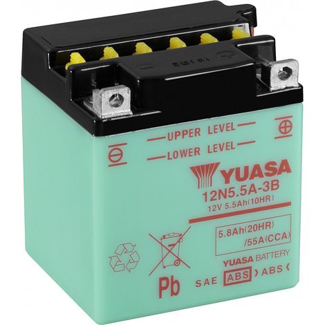 Batterie moto YUASA 12N5.5A-3B 12V 5.8AH 55A (1/3)