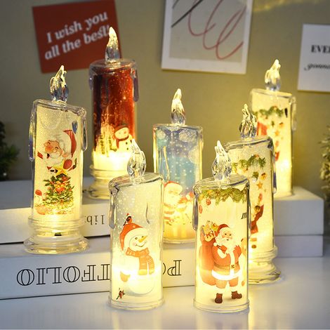 Lot de 12 veilleuses LED décoratives à motif imprimé, haute simulation, pour la maison et les fêtes. (1/5)